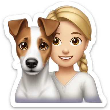 jack russel and girl sticker