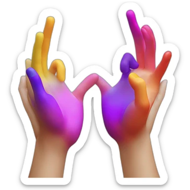 Two hands rozando los dedos la creación colours sticker