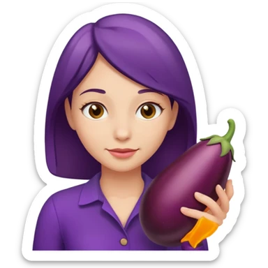 Leane avec une aubergine sticker
