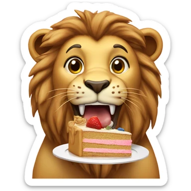 Lion eating cake sticker