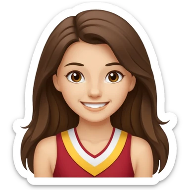 skinny white happy long haired brunette girl USC cheerleader sticker