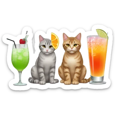 four cats drinking cocktails sticker