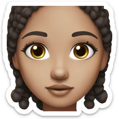 Chocolate brown doll eyes, black hair, feminine, pink, girl, angelic sticker