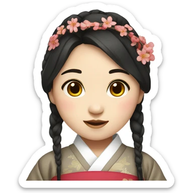 korean girl in traditional attire sticker