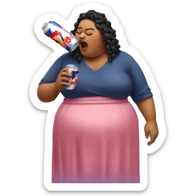 Fat woman spilling redbull drink  sticker
