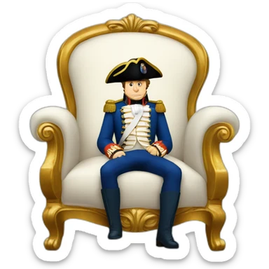 napoleon bonaparte sitting in a chair sticker