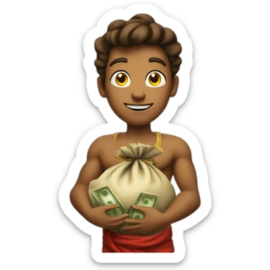 genie holding the big sack of money sticker
