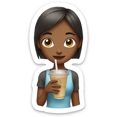 Girl holding bobba sticker