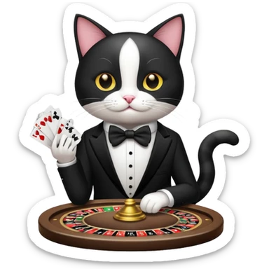 Un gato jugando en el casino sticker