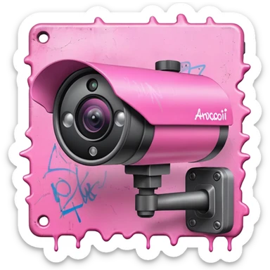 Security Camera pink with graffity sticker