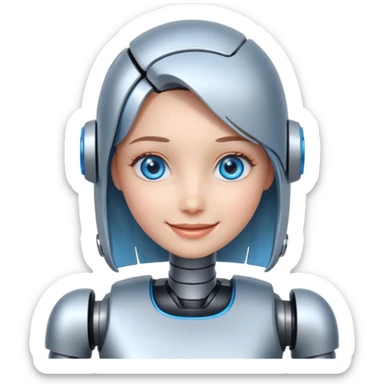 robotic smiling girl sticker