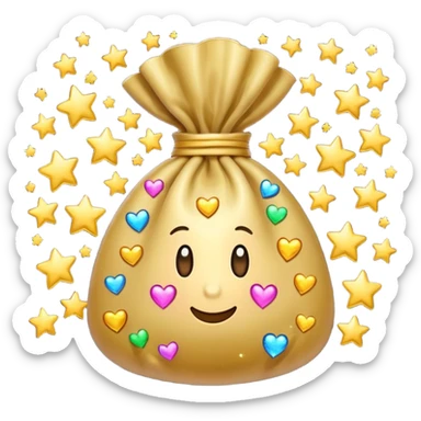 money bag with stars and hearts and sparkles sticker