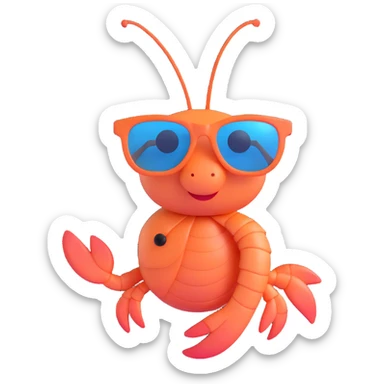 shrimp with sunglasses sticker