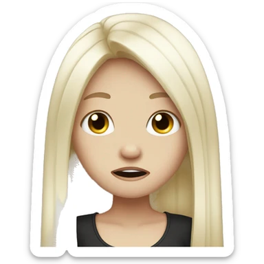 Pale girl with long black hair crying  sticker