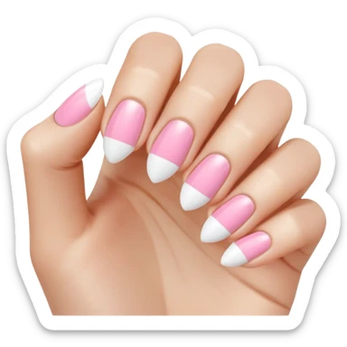 Short almond French tip nails  sticker