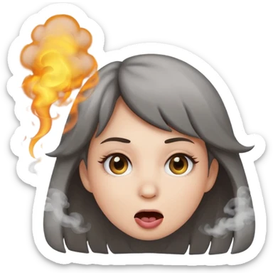 girl emoji with smoke coming out of mouth sticker