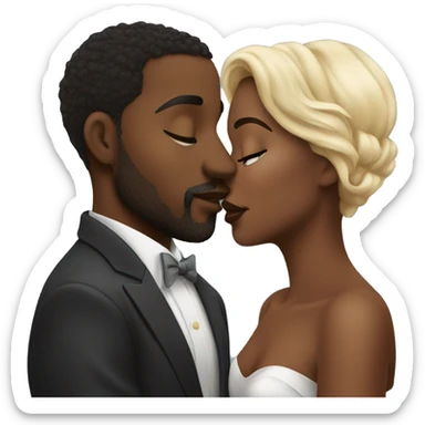 a beautiful black couple kissing on the lips sticker
