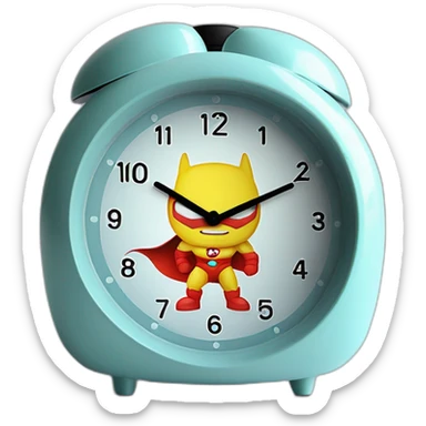 Funny superheroes modern alarm clock for kids sticker