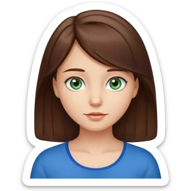 girl with medium length brown hair and blue-greenish eyes sticker