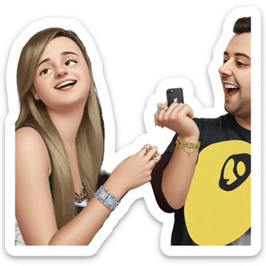 girl with boys and jewelry sticker