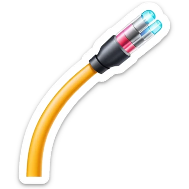 optical fiber cable with glowing light transmission, colorful fiber optic cable sticker