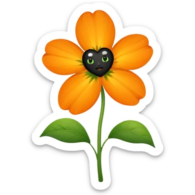 Green stem, white bud with black cartoony face: ;p. And six heart shaped yellowish orange petals sticker