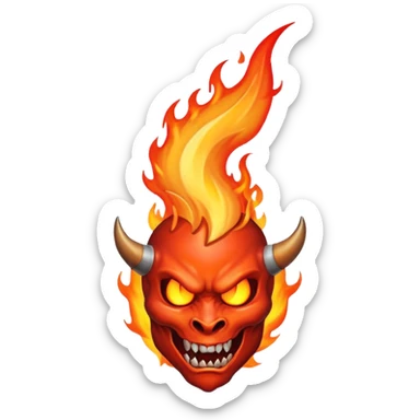 devil horn on fire logo sticker