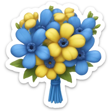 Blue and yellow bouquet sticker