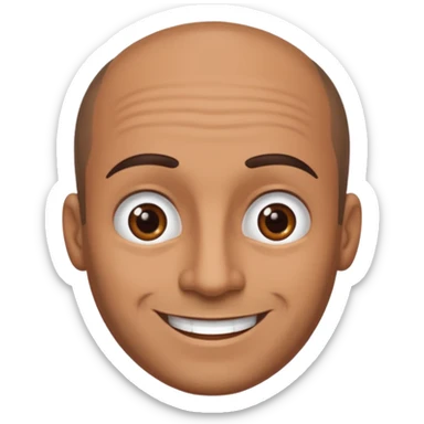 dark tan smiling man with thick eyebrows and balding sparse hair sticker