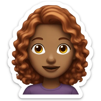 carmel skin girl with wavy dark red hair  sticker