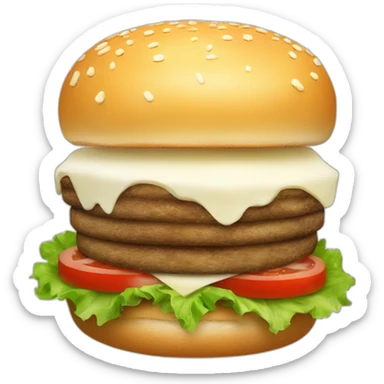 A burger with Camembert cheese sticker
