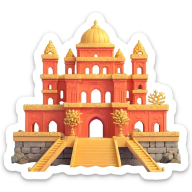 full ancient Anunnaki golden underwater palace, ornate architecture, encrusted with coral and barnacles sticker