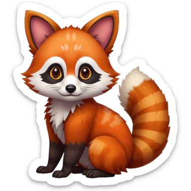 Realistic scaly 4-legged quadrupedal Red-Panda-Munchkin-Kitten-Lemur-Raccoon-Dog-Red-Fox-animal-fusion-hybrid, Full body sticker