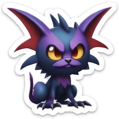 Edgy Cool Kawaii Litten-Noivern-Noibat-Absol-Pokémon Full Body sticker