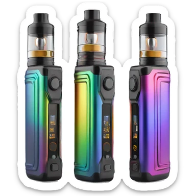 Realistic isolated rainbow metallic geekvape t200 Zeus vape device. sticker