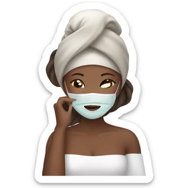 Women at spa with face mask  sticker