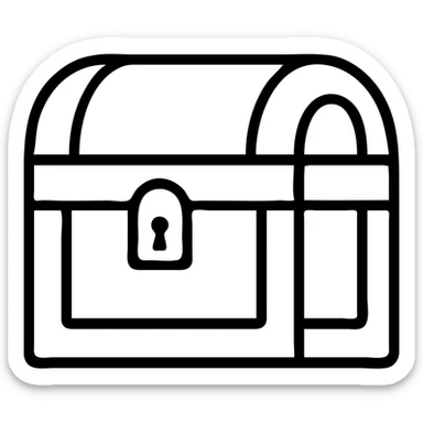 An outlined red medieval treasure chest from an RPG game sticker