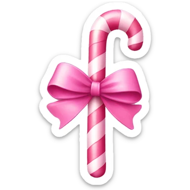 Pink candy cane with a pink bow  sticker