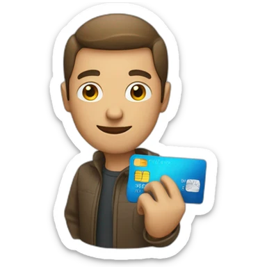 man holding credit card sticker