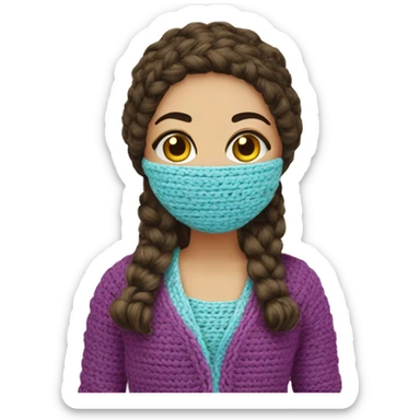 A Girl crochet a scal  sticker