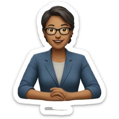 Teacher with glasses at desk sticker