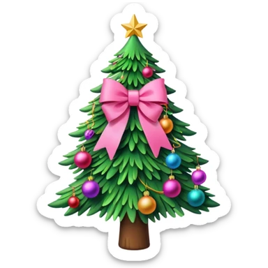 christmas tree with pink bow sticker