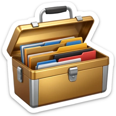 3D Brown golden toolbox filled with files sticker