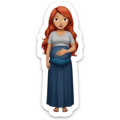 Make a strong women with long red hair, pregnant with maxi skirt, pretty and grown up, tanner sticker