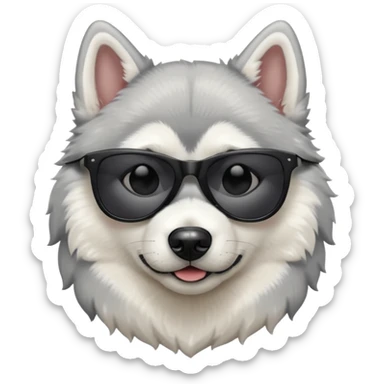 white/grey husky dog with black dark sunglasses sticker