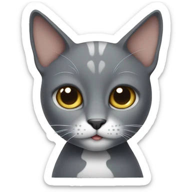Gray cat with a white spot on his chest  sticker