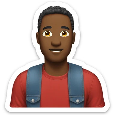 the guy goes to the left in red t-shirt and blue jeans sticker