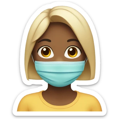 girl wearing mask that covers mouth and nose sticker