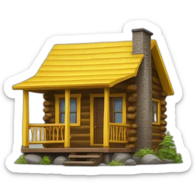 Cabin with yellow armchair on porch sticker
