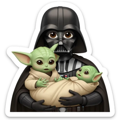 Darth Vader holding baby Yoda sticker